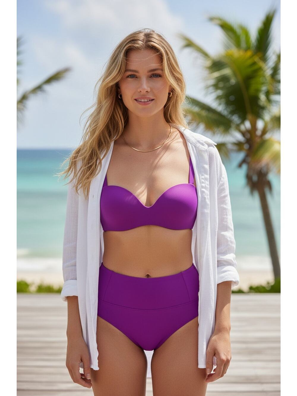 NEW TA3 Wireless Swim Bra Orchid Purple Bikini Swim Top Womens Size XS Small Cup